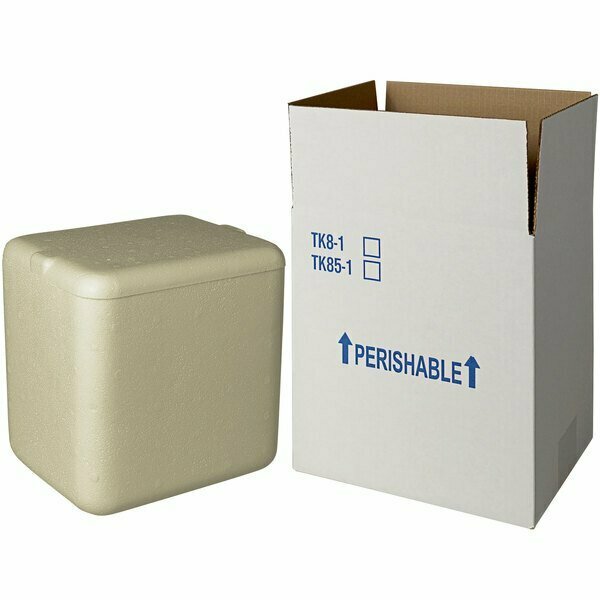 Plastilite Insulated Shipping Box with Biodegradable Cooler 7 3/4'' x 5 7/8'' x 8 1/2'' - 1 1/2'' Thick 451RTK8CPLT